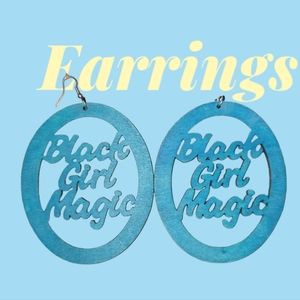 Womens Wooden Black Girl Magic Earrings